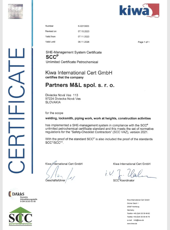 SCCP Zertifikat Kiwa