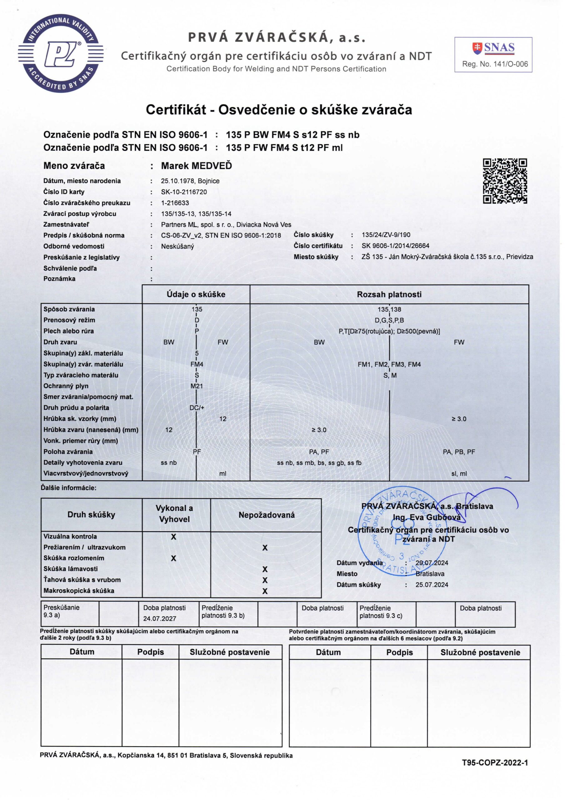 Schweißerzertifikat ISO 9606-1